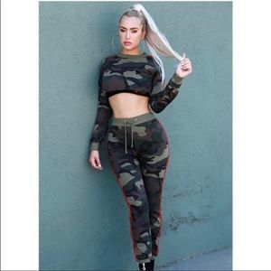 PrettyLittleThing Camo Side Stripe Joggers